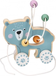 Jouet en bois à tirer avec labyrinthe de perles - Ourson