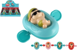 Petit bonhomme à remontoir sur matelas de bain, en plastique, 13 × 9 cm, 4 couleurs