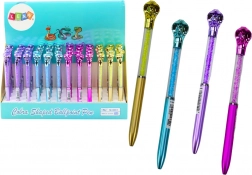 Stylo-bille avec cobra et strass scintillants, recharge bleue 0,7 mm