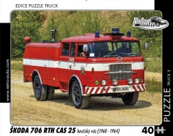 Puzzle rétro voitures Škoda 706 RTH CAS 25 camion de pompiers 40 pièces