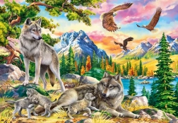 Puzzle 1000 pièces Wolf Family and Eagles