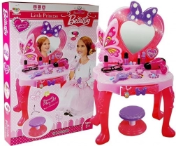 Coiffeuse pour enfant avec miroir en forme de cœur et accessoires