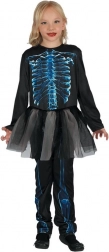 Robe de carnaval Squelette pour filles 130-140 cm