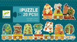 Djeco puzzle train avec animaux et chiffres, 20 pièces