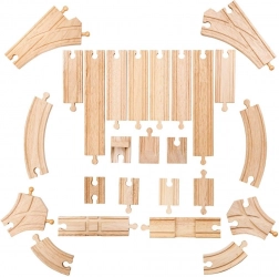 BIGJIGS RAIL rails en bois, ensemble de 25 pièces