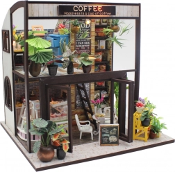 maquette de maison miniature café – kit de construction avec éclairage LED