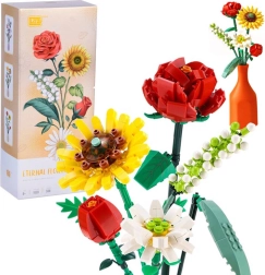 Jeu de construction fleurs – bouquet coloré en briques, 568 pièces
