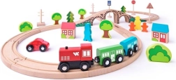 Circuit de train en bois Woody en forme de huit avec 40 pièces
