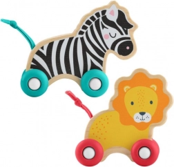 FISHER-PRICE animaux en bois à roulettes – ensemble lion et zèbre