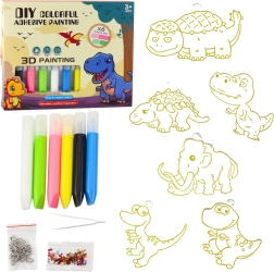 Kit DIY créatif – pendentifs vitrail dinosaures avec 6 feutres gel