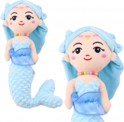 Sirène en peluche avec perles bleues 32 cm
