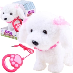 Chiot en peluche interactif avec laisse – Blanc