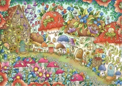Puzzle RAVENSBURGER adorables maisonnettes de champignons dans une prairie fleurie 1000 pièces