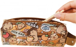 Petit plumier scolaire transparent Capybara 19 cm