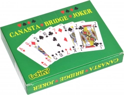 Jeu de cartes pour la Canasta dans une boîte en carton