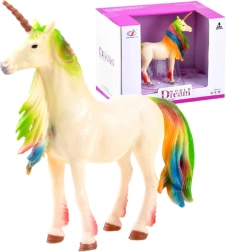 Figurine de collection licorne – Crinière arc-en-ciel, corps crème