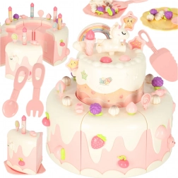 Gâteau d’anniversaire à deux étages avec musique et lumières, rose, 16 pièces