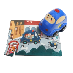 TOP BRIGHT puzzle en bois avec jouet – voiture de police, 24 pièces