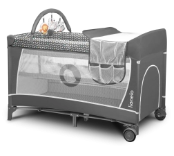 Lit parapluie et parc 2-en-1 LIONELO Flower – Gris