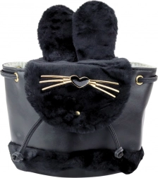 Sac à dos peluche enfant noir avec sangle réglable