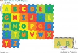Tapis puzzle en mousse alphabet pour enfants 10m+, 26 pièces avec lettres amovibles, mousse EVA, couleurs vives