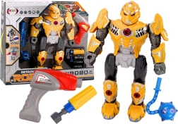 Robot à visser avec lumières et sons – kit de construction avec perceuse et accessoires, jaune