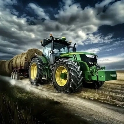 Peinture diamant tracteur en action 30 × 40 cm