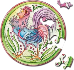 Curiosi puzzle rond Picoli coq 33 pièces
