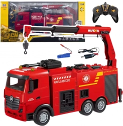 Camion de pompier RC avec grue 1:18