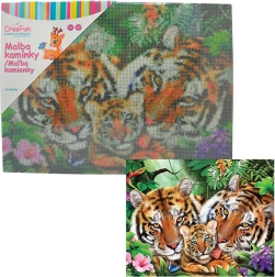 Peinture diamant – famille de tigres 30 × 40 cm
