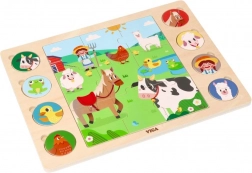 Viga puzzle en bois Cherche selon l’ombre – ferme, 17 pièces