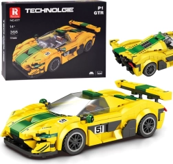 Kit de construction technique voiture de sport jaune‑vert 368 pièces