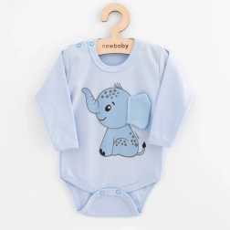 Body bébé à manches longues New Baby Happy Elephant bleu 74 (6–9 mois)