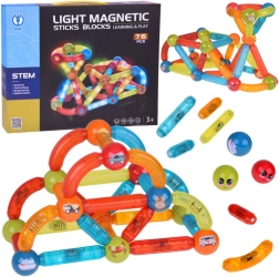Jeu de construction magnétique coloré Jokomisiada avec éclairage LED