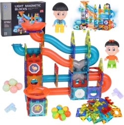 Cubes magnétiques lumineux 3D – grande piste à billes, 142 pièces