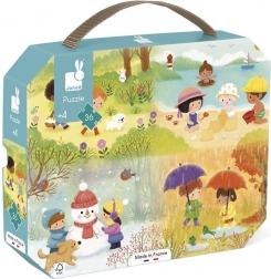 Janod puzzle en valisette – quatre saisons, 36 pièces