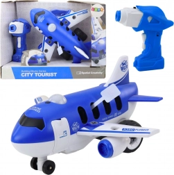 Kit de construction d’avion à visser avec télécommande RC et visseuse sans fil 2-en-1 – bleu