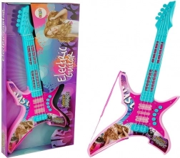 Guitare électrique pour enfants avec lumières clignotantes et sons, rose, 62 cm