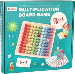 Table d’apprentissage en bois des multiplications avec chevilles colorées