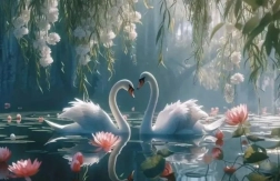 Peinture diamant cygnes 30 × 40 cm