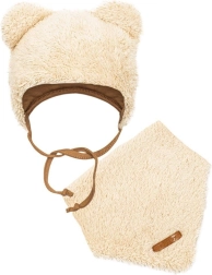 Set d’hiver pour bébé New Baby Teddy bear, bonnet et foulard beige