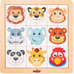 Puzzle en bois animaux de safari 22 × 22 cm