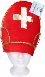 Bonnet de Saint-Nicolas en polaire avec broderie dorée 31 × 28 cm