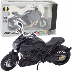 moto sportive en métal 1:12 avec lumières et sons – noire avec éléments dorés