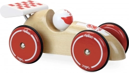 Voiture de course en bois XL avec aile blanche