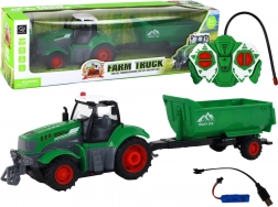 Tracteur télécommandé avec remorque 1:24, vert