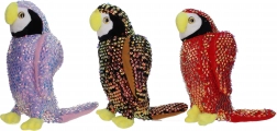 Perroquet en peluche avec des paillettes 25 cm