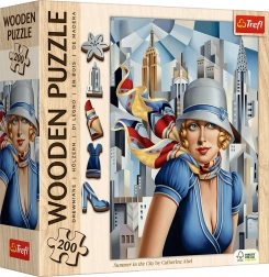 Trefl puzzle en bois recto-verso Art : Catherine Abel – Été en ville, 200 pièces