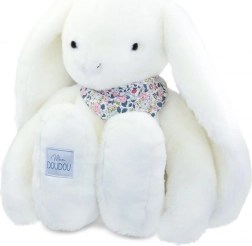 Doudou lapin en peluche avec foulard blanc 50 cm