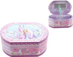 Boîte à bijoux musicale rose avec ballerine et licorne